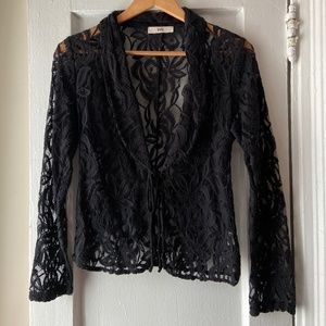 Black lace blazer cardigan EUC